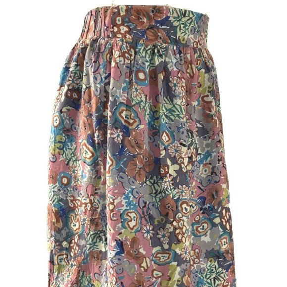 Bella Bird M Skirt Pretty Colorful Floral Artsy Full Lace Hem Elastic Waist CUTE - Picture 4 of 8